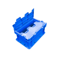 翌嘉YJ4121729 可堆式物流箱塑料周转箱塑料储物箱 翻盖蓝色 300*200*148