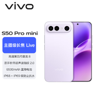 vivo S50 Pro mini 16GB+512GB 灵感紫 主摄级长焦Live 第五代骁龙8芯 6500mAh电池 90W充电 防尘防水手机
