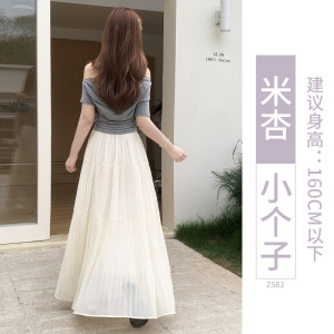 半身裙女2026新款夏季百褶高腰a字垂坠感高级巨好看雪纺蛋糕长裙
