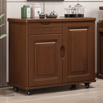 青木川 简约现代中式实木餐边柜茶吧机一体直饮机可移动靠墙客厅办公室家用带电磁炉烧水壶小茶桌茶几沙发边柜