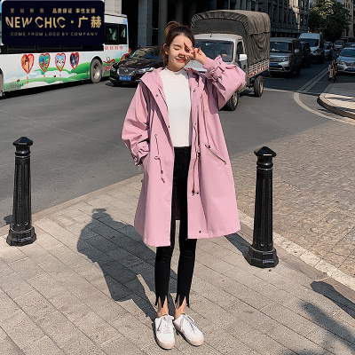 广赫胖mm风衣女中长款春秋新款韩版宽松大码显瘦灯笼袖外套200斤衣服风衣