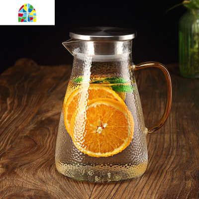 北欧大容量冷水壶凉白开水壶凉水壶玻璃可高温凉水杯家用套装茶壶 FENGHOU 方水壶1.8升+4个晶韵杯+托盘