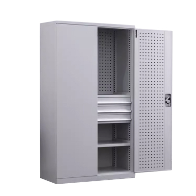 帅畅重型工具柜加厚物件工具储物柜工厂铁皮柜汽修厂零件收纳柜白色三层三抽带挂板