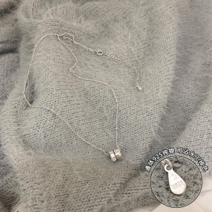 纯银项链吊坠轻奢高级感女秋冬毛衣链锆石转运珠百搭颈链饰品送女朋友老婆情人节七夕生日礼物 S925纯银锆石双环项链