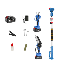 菁普华充电式锂电电动无刷高枝剪高枝锯三节伸缩高枝杆锯套