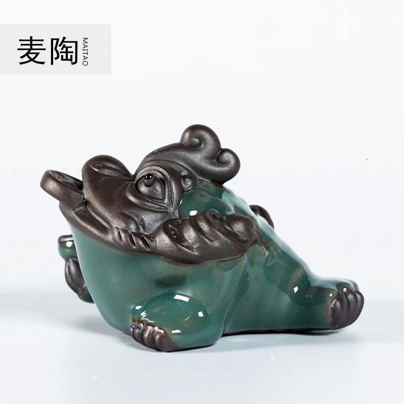 美帮汇禅风茶宠摆件 开片哥窑 功夫茶具茶玩茶宠 家居小摆件