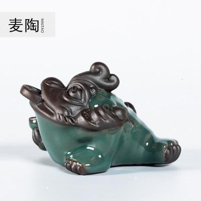 美帮汇禅风茶宠摆件 开片哥窑 功夫茶具茶玩茶宠 家居小摆件