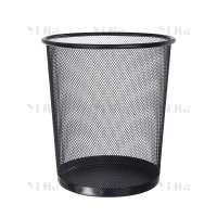 翌嘉YJ4022203网状圆形垃圾桶铁艺垃圾篓无盖纸篓 黑色大号