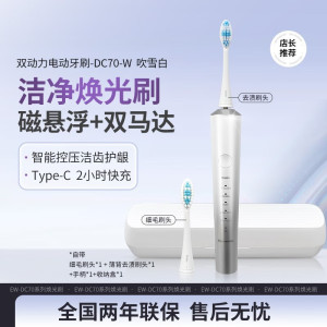 松下(Panasonic)电动牙刷成人科技双马达技术 声波震动 焕光刷情侣礼物自带收纳盒EW-DC70-W 吹雪白