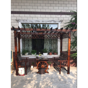 防腐木屋凉亭葡萄架实木花园爬藤架花架户外家具庭院桌椅