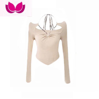 七斓JOYKIKI金金酷酷哒2023春季新款纯欲风挂脖长袖T恤女格子辣妹套装