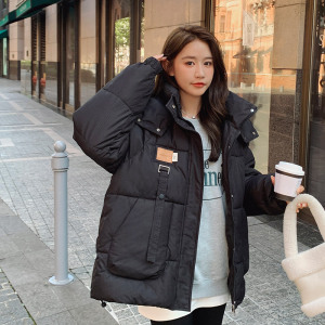 连帽羽绒棉服女2024秋冬新款韩版大码宽松小个子面包服外套棉袄潮