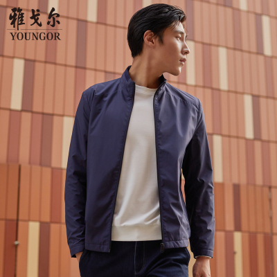 雅戈尔男装商务系列高支高密商务休闲优雅素色藏青茄克