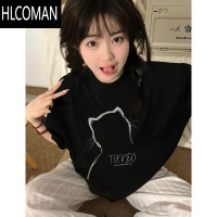 HLCOMAN国潮牌休闲短袖t恤男女2025夏季ins百搭港风宽松半袖体恤上衣