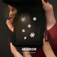 999纯银雪花耳钉女耳环耳饰小众设计圣诞节轻奢新款潮送女朋友老婆情人节七夕生日礼物