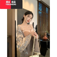 YIBUSHENG辣妹露背针织吊带连衣裙女季气质蕾丝拼接a字裙收腰包臀短裙子