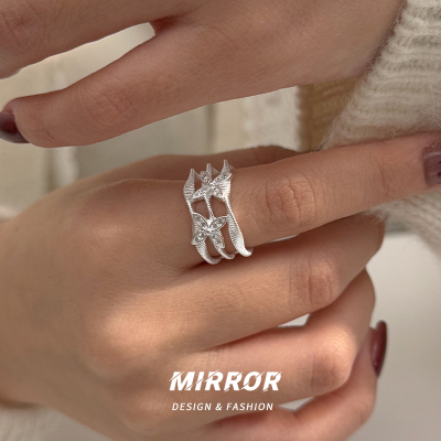 925纯银多层四叶草戒指女指环尾戒韩国网红气质高级感新款送女朋友老婆情人节七夕生日礼物