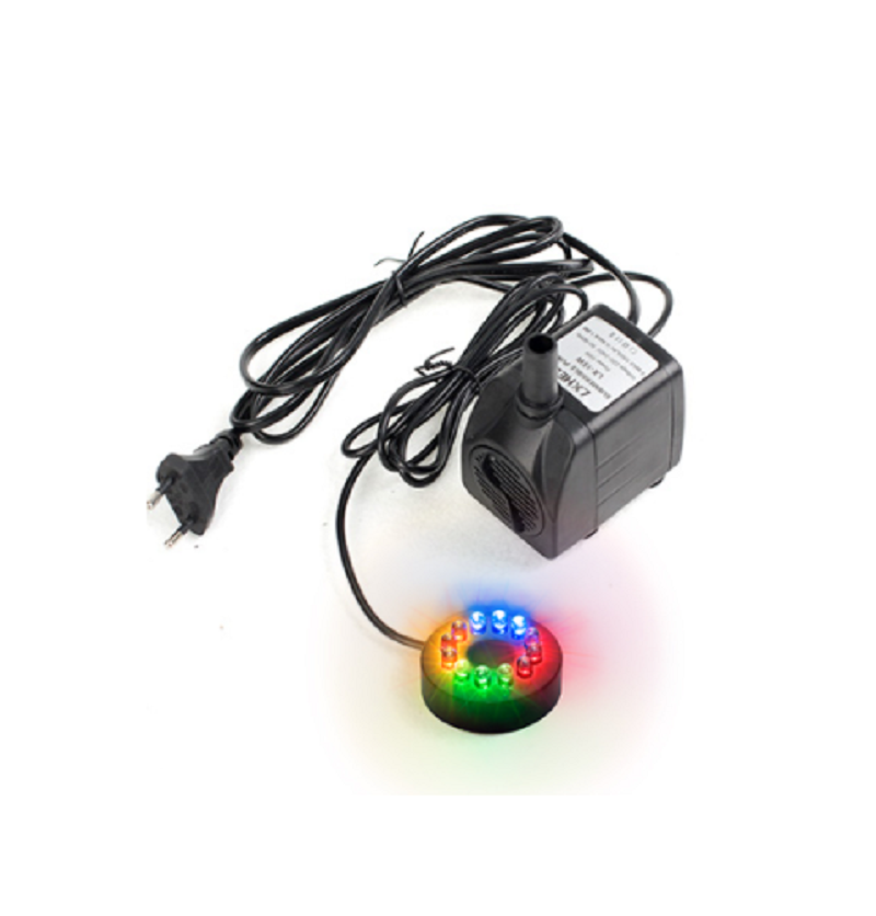 鱼缸抽水泵假山工艺品迷你喷泉微型LED装饰过滤潜水泵小型带彩灯