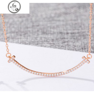 日韩微笑项链女925纯银锁骨链笑脸简约玫瑰金百搭甜美森系百搭 JiMi