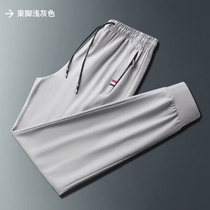 夏季休闲裤男士韩版大码宽松束脚薄款运动冰丝弹力直筒裤