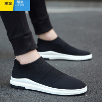 聚范夏季透气2024新款男鞋黑色一脚蹬运动休闲布鞋帆布平板鞋百搭潮鞋