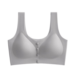 中老年人前开扣妈妈内衣无痕美背大码无钢圈聚拢收副乳背心式文胸