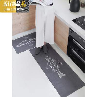 厨房地垫防滑防油家用地毯耐脏防水垫子北欧脚垫吸水长条吸油口 三维工匠