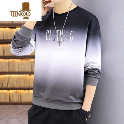 YANXU长袖t恤男士潮牌2023新款装薄款外套宽松上衣潮流渐变卫衣男