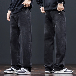 啄木鸟2025新款男秋冬款休闲长裤男款宽松直筒牛仔裤加绒弹力裤子
