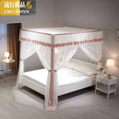 宫廷三开加密蚊帐家用公主风欧式1.2米2米1.5米1.5m1.8m床纹账 三维工匠
