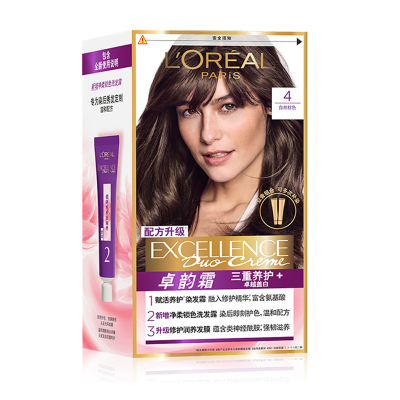 欧莱雅(LOREAL)卓韵霜特润双支膏染发 #4自然棕色(染发膏染发剂可分次补染遮白盖白 男女通用)