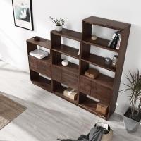 森美人黑胡桃木书柜实木书架落地新中式隔断柜北欧置物架收纳柜原木定制