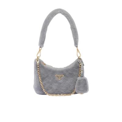 普拉达(PRADA)迷你单肩包可拆卸链条羊皮提手百搭金属三角徽标女