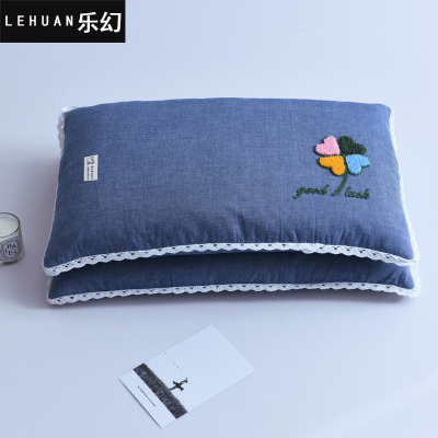 乐幻(LEHUAN)家纺水洗棉毛巾绣荞麦枕荞麦枕头全荞麦壳荞麦学生枕保健枕儿童单人成人护颈椎枕芯四叶草RY30*50cm(单只)