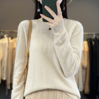 圆领镂空套头安迪绒毛衣女长袖钩花打底针织衫新款宽松