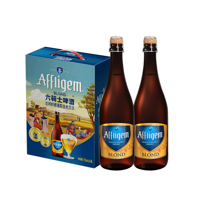 喜力旗下 喜力啤酒 AFFLIGEM(六骑士)15.1° 棕瓶 750ml*2瓶礼盒装