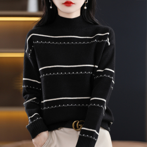 免费试穿 2025春秋装宽松半高领修身显瘦山羊绒衫女套头毛衣慵懒针织打底衫女专柜正品品牌羊绒衫女漂亮