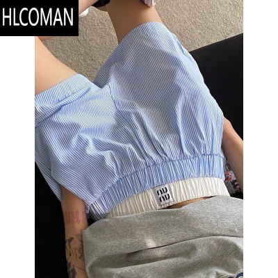 HLCOMAN美式复古男女夏ins复古条纹口袋直筒慵懒宽松男女五分短裤休闲裤