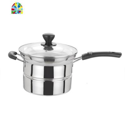 不锈钢锅多功能煮面锅加厚蒸锅家用小炸锅电磁炉煤气汤锅奶锅 FENGHOU 多层底[可立式手柄]