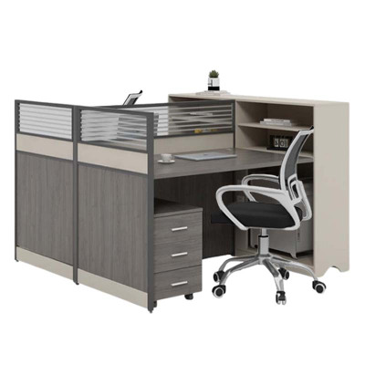 DXBG职员电脑桌现代简约员工位办公桌位桌椅结合屏风员工位对坐双人位(含柜椅)