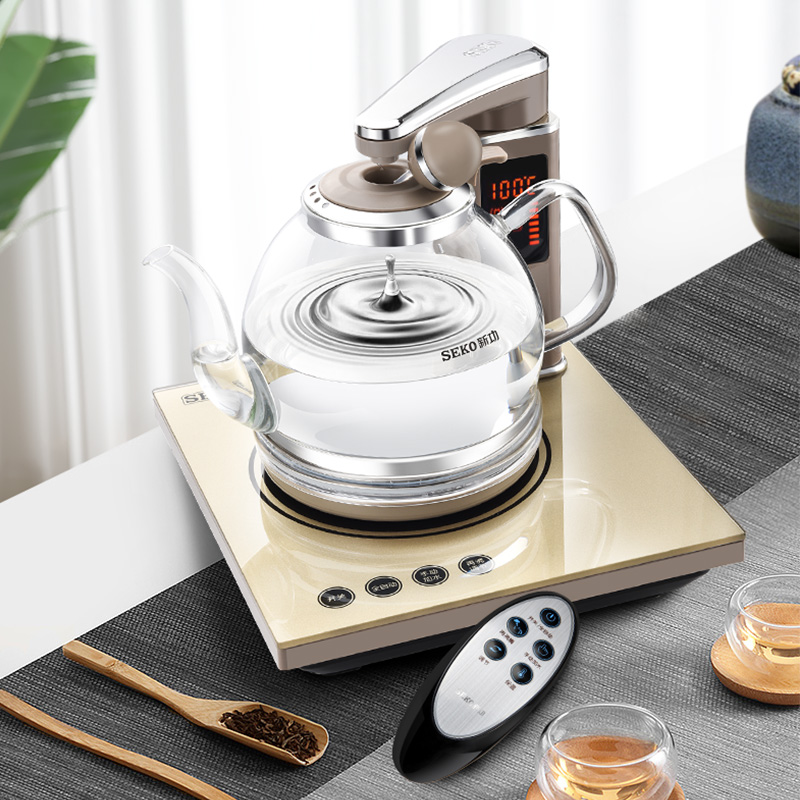 seko新功n68智能遥控全自动上水电热水壶玻璃烧水壶套装电热茶炉