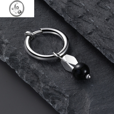 JiMi耳钉男银银高级感男潮无耳洞单只痞帅理发师配饰男生耳环生日礼物