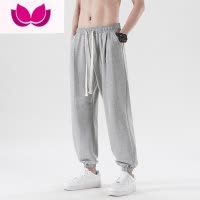 七斓灰色宽松卫裤男运动裤子款针织大码束脚胖子夏季薄款休闲裤