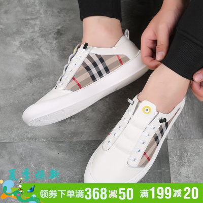 彼特国际轻奢品牌2021新款格子布男鞋韩板百搭休闲鞋男运动透气板鞋男士潮鞋男鞋春季