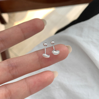s999纯银银豆螺丝耳钉女小巧精致耳环简约养耳洞睡觉免摘耳饰送女朋友老婆情人节七夕生日礼物