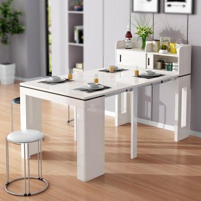 家用折叠餐桌椅组合简约小户型多功能可伸缩吃饭桌长方形桌子隐形