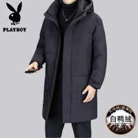 花花公子新款高品质冬季新款户外防寒服三防连帽中长款羽绒服男装夹克外套