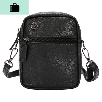 潮流户外运动皮质小挎包新款男包包休闲单肩包斜挎包单肩迷你小包NEW LAKE 黑色男士斜挎包