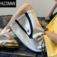 HLCOMAN拼接运动短裤男款夏季薄款字母五分卫裤潮牌宽松青少年休闲裤