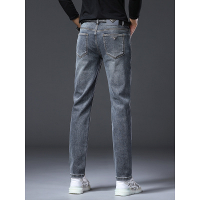 秋冬新款男士修身小直脚修身显瘦蓝灰色休闲百搭牛仔裤